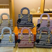 bags高级感撞色戴妃包字母手提包质感小包包女新款百搭单肩斜挎包