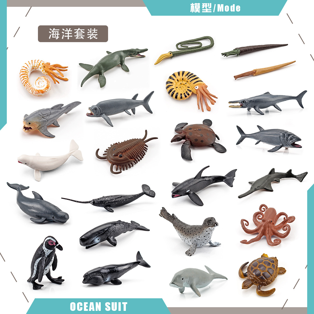 Simulación transfronteriza de una variedad de animales marinos traje de tiburón ballena tortuga delfín pingüino cangrejo criaturas marinas adornos