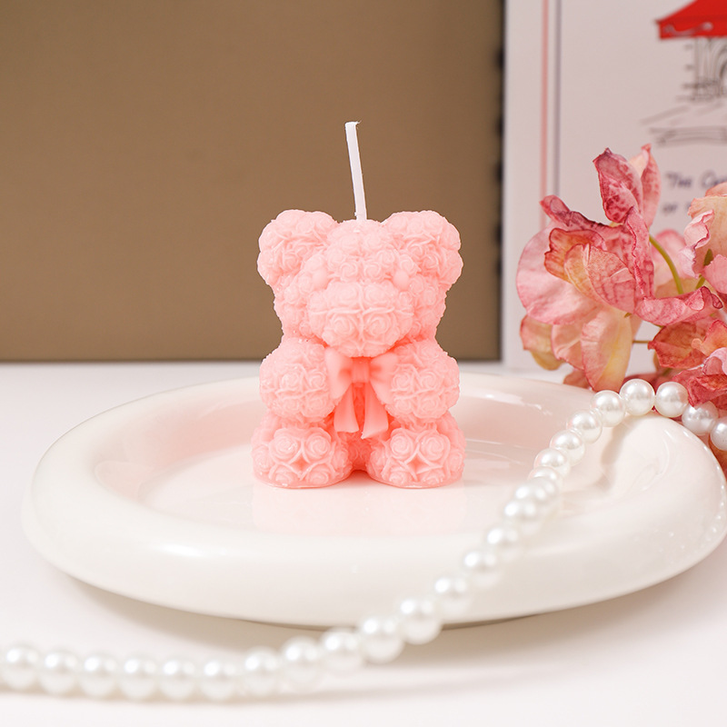 クリエイティブかわいいクマの香りのキャンドル手作り DIY ローズベアキャンドルカップル記念日ギフトお土産ギフト|undefined