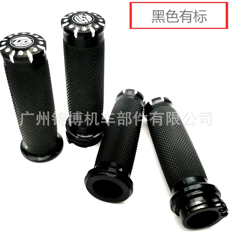 Universal Motorcycle Handlebar Grips Harley 883 1200 Modified 25mm Universal (Motorcycle Handle Cover) - with-dots-black-with-logo-25mm