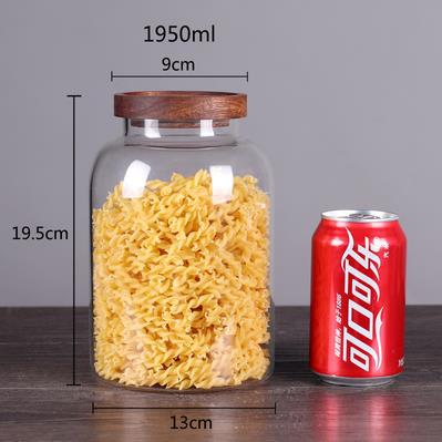 Fabricante personalizado doméstico multi-especificación de alta borosilicona vidrio granos tanque de almacenamiento de granos de gran capacidad Acacia cubierta de madera naranja lata