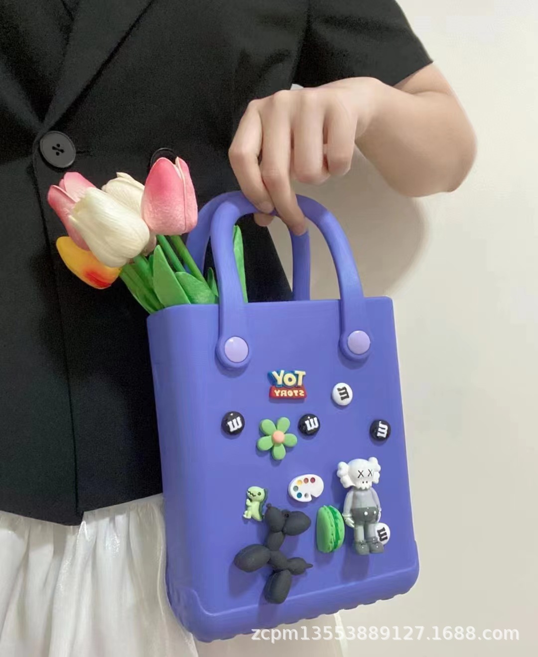 Spot al por mayor cesta de eva de un solo hombro nuevo bolso de playa de vacaciones junto al mar de gran capacidad de verano popular bolso de mano