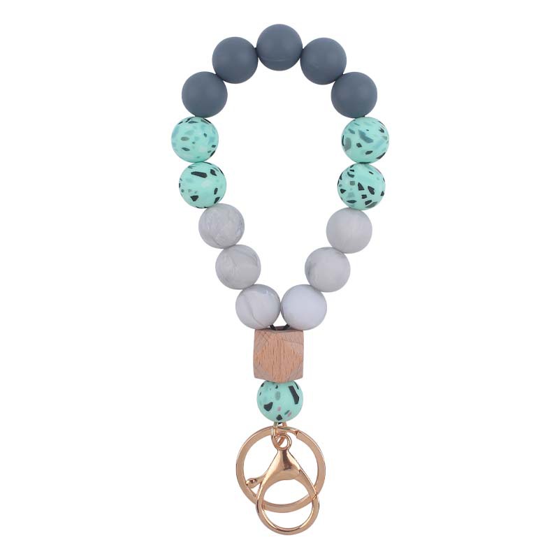 Nueva creativo silicona muñeca llavero colgante DIY leopardo cuentas de silicona llavero Accesorios