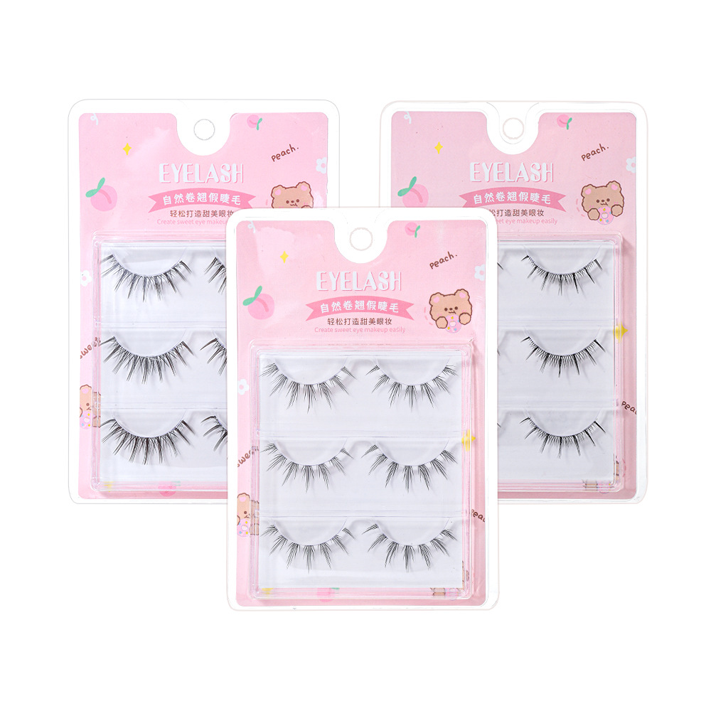 LMLTOP diablo pestañas postizas 3 pares de sol natural flor hadas de una sola pieza pestañas cómicas SY901