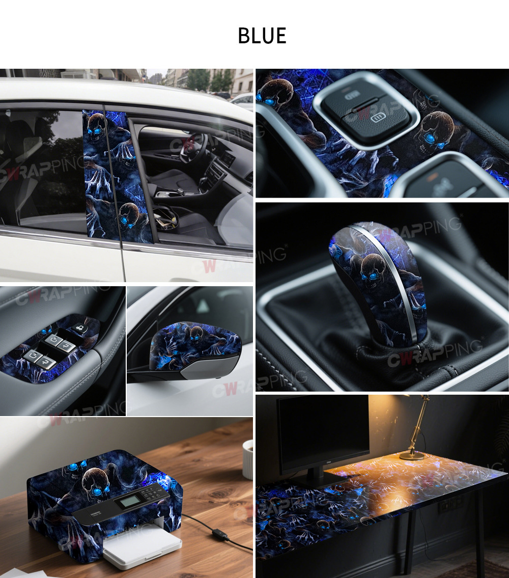 Motorcycle Rear Box Personalized Skull Camouflage Body Film Painted Car Color-Changing Film Modification Sticker Hood