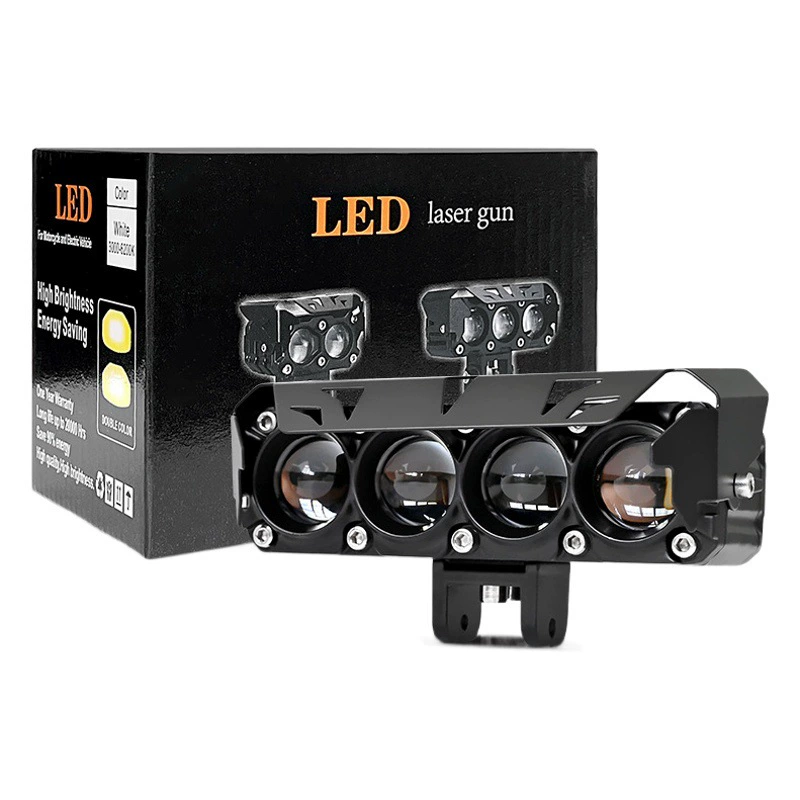 Новый мотоциклетный Светодиодный прожектор 3LED 4LED маленький стальной пистолет двухцветный свет три глаза четыре глаза линзы водонепроницаемый 12-80 В