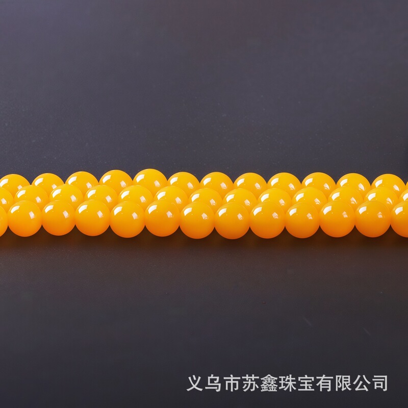 天然蜜蜡黄玛瑙散珠 鸡油黄玛瑙圆珠子半成品DIY手串项链配件批发|undefined