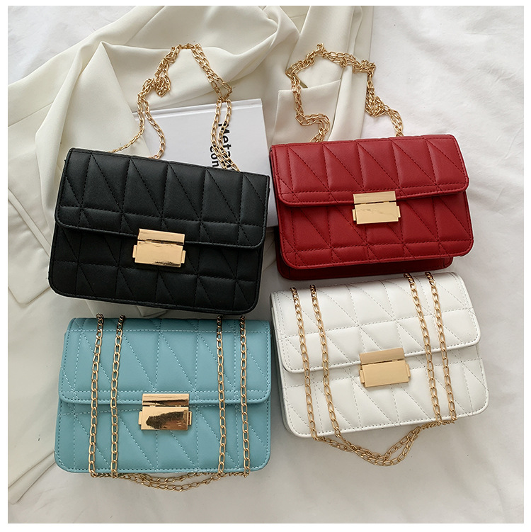 Korean Style Casual Lock Chain Messenger Small Square Bag display picture 5
