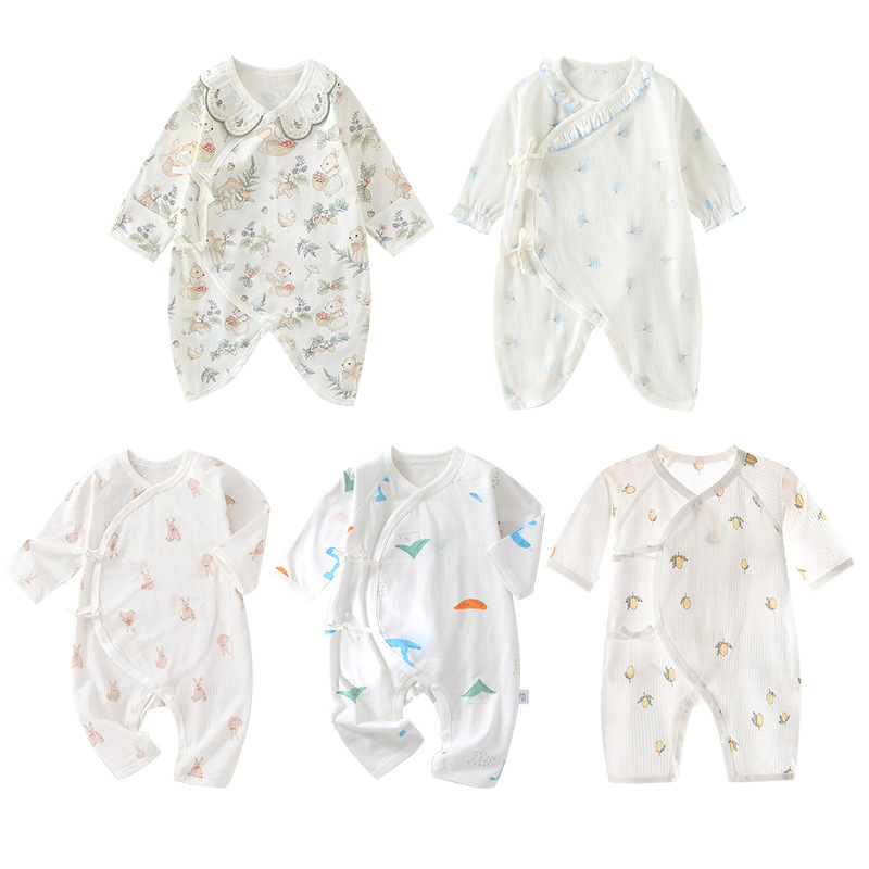 Newborn Butterfly Clothing Class a Boneless Pure Cotton Summer Breathable Thin Romper Air-Conditioned Clothing Baby Jumpsuit