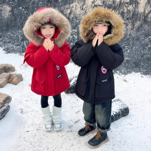 男女童冬季棉衣加棉加厚保暖大毛领连帽羽绒棉服2025儿童派克服潮