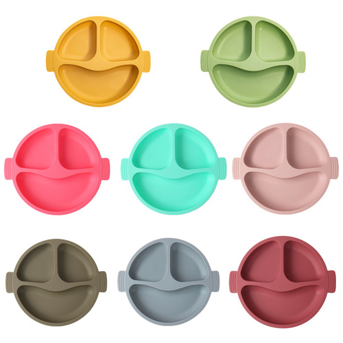 Factory low price, free combination of silicone dinner plate, baby dinner plate, children's food supplement bowl, spoon, water cup, bib set