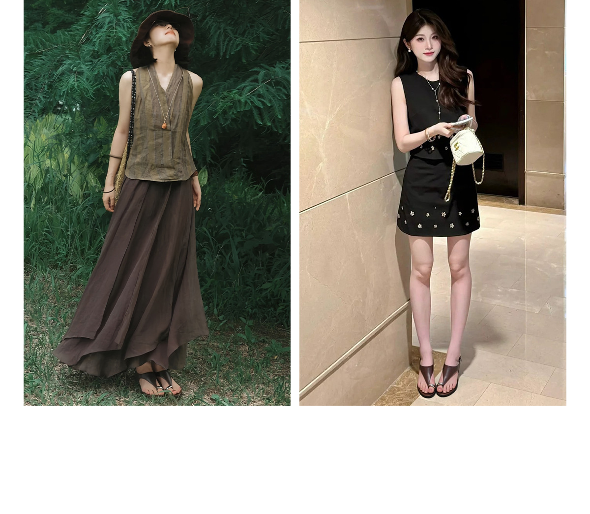 Sandal xỏ ngón nữ kiểu Pháp cổ điển phong cách La Mã đi biển — Q85 Màu be chi tiết 4