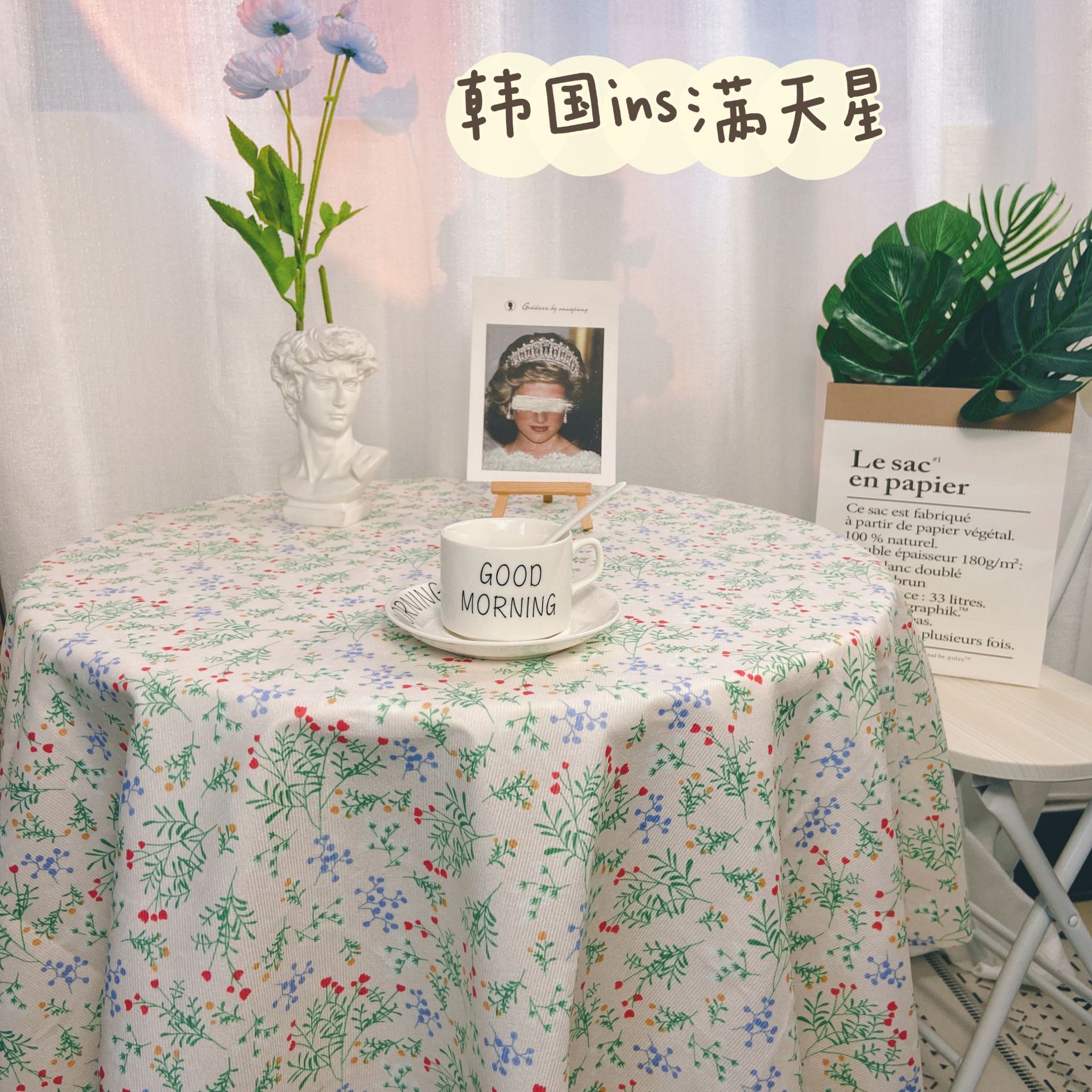 Floral tablecloth ins Korean blogger matching cloth retro background cloth photo props picnic mat factory wholesale