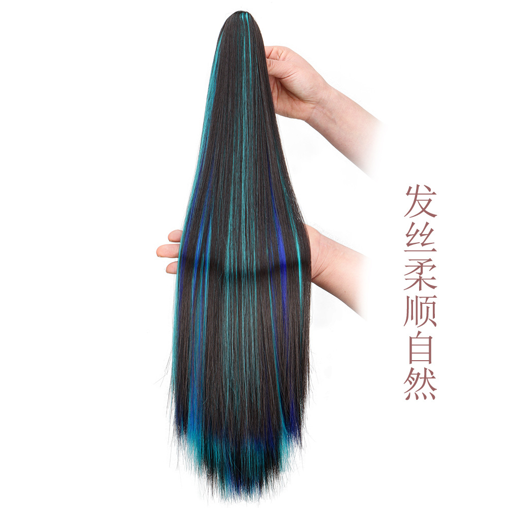 Peruca de comercio exterior de cola de caballo mujer gran clip de agarre colorido pinch