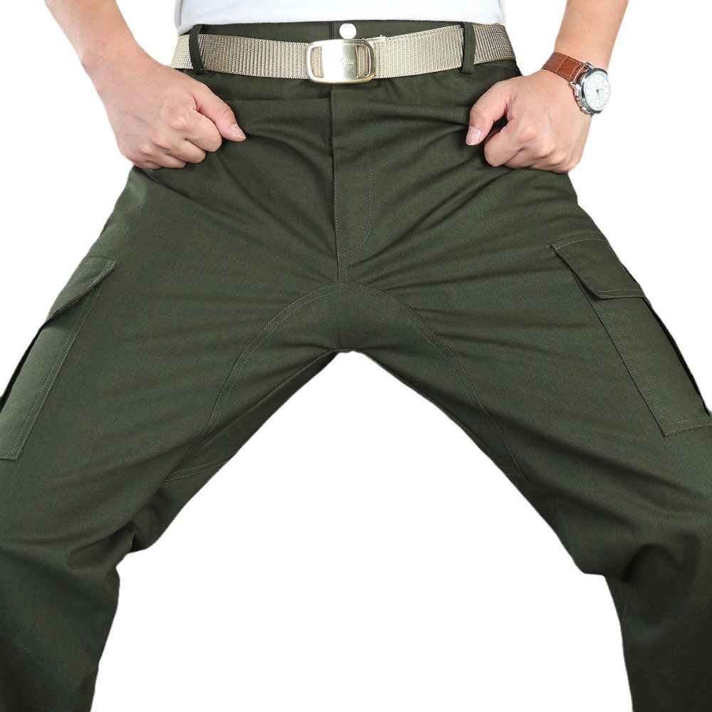 Men's Work Pants with Crotch Thickened Wear-resistant Cotton Loose Welder Work Clothes Pants Breathable for Men