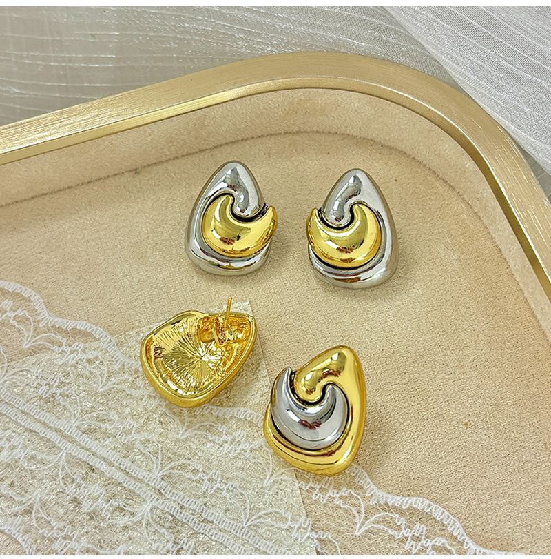 18g Weight Alloy Ear Needle Material 1 Pair Casual Elegant Lady Geometric Mixed Metal Plating Alloy Ear Studs