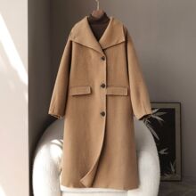 少量服饰2025宽松大码女装新品毛呢大衣春季10骆驼绒立领呢子外套