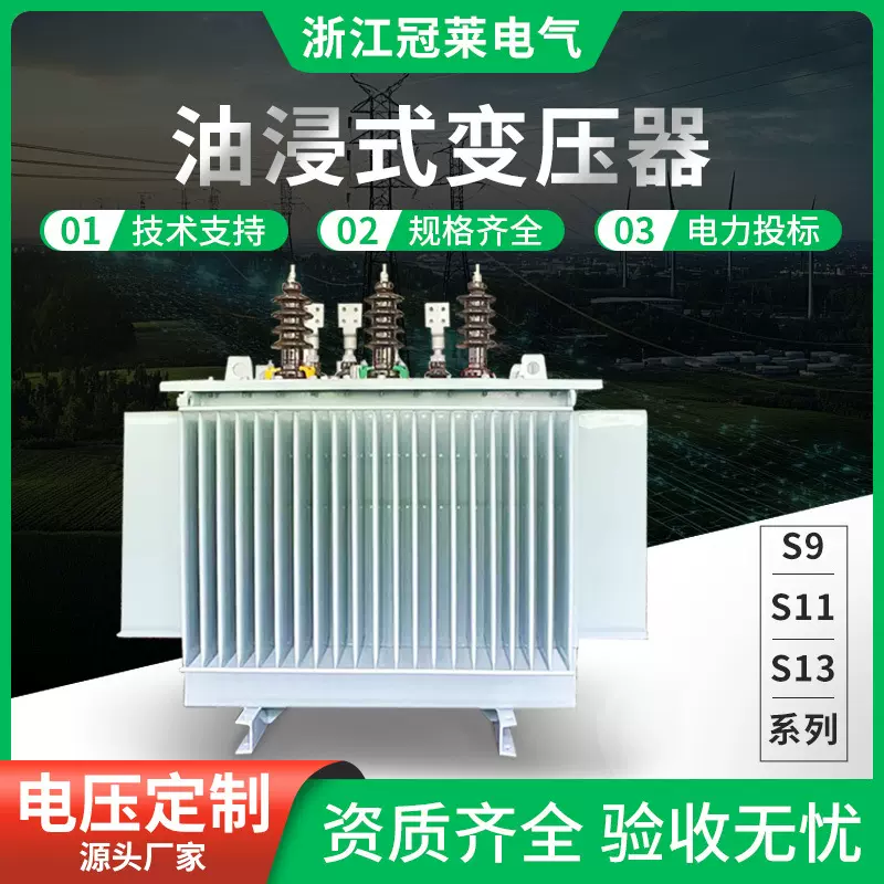 S9-S11-S13油浸式电力变压器10kv高压三相铜铝芯250/315/630kva