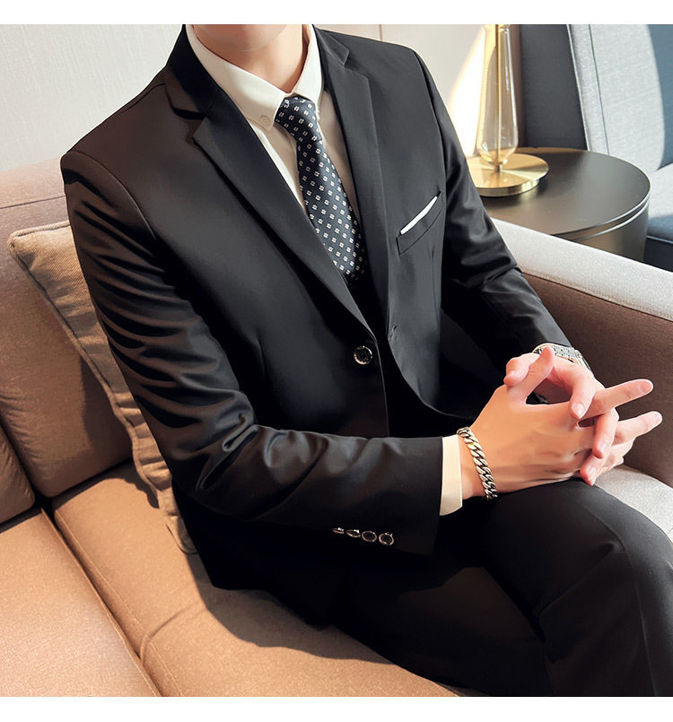 Bộ vest nam ba món ôm dáng, áo vest công sở cho nhân viên văn phòng và chú rể — Burgundy (áo đơn hai nút), Burgundy (áo đơn một nút), Màu xanh (áo đơn hai nút), Màu xanh (áo đơn một nút) chi tiết 12