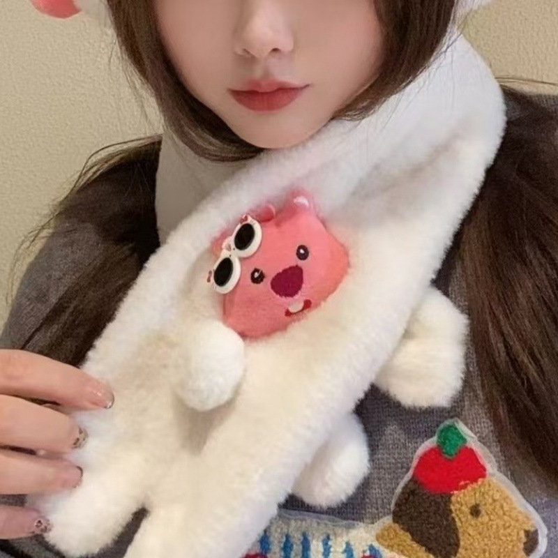 キーキーはカップルのかわいいkitty猫マフラー少女心ins百合学生が防寒の新型マフラーに乗っている|undefined