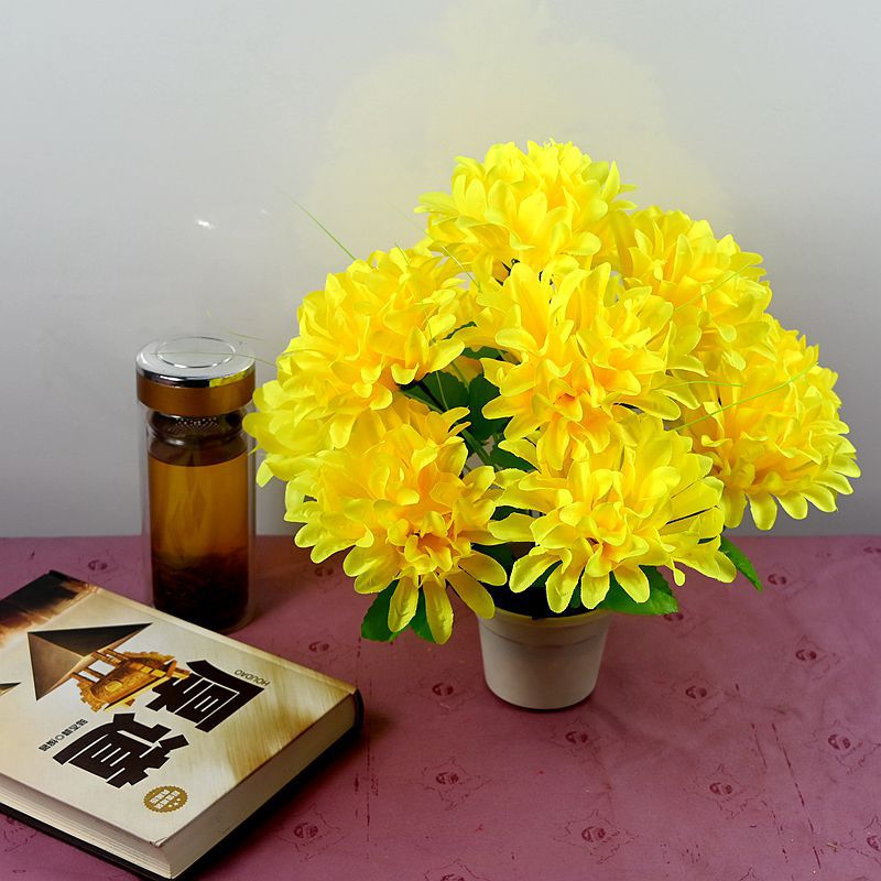 Flores de simulación de pantalla al por mayor simulación de crisantemo 13 flores artificiales de simulación de gran crisantemo seda flores falsas flores decorativas