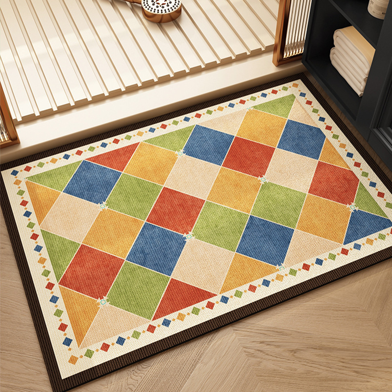 American Bathroom Floor Mat, High-End Diatom Mud Floor Mat, Bathroom Door Carpet, Retro Water-Absorbent, Quick-Drying Anti-Slip Mat