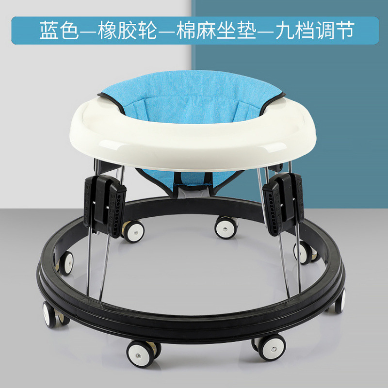 린넨 블루 + 발 패드/원버튼 폴딩/저소음 범용 휠 - 9단계 [프레임 5단계 + 시트 쿠션 4단계 조절] 최대 45cm