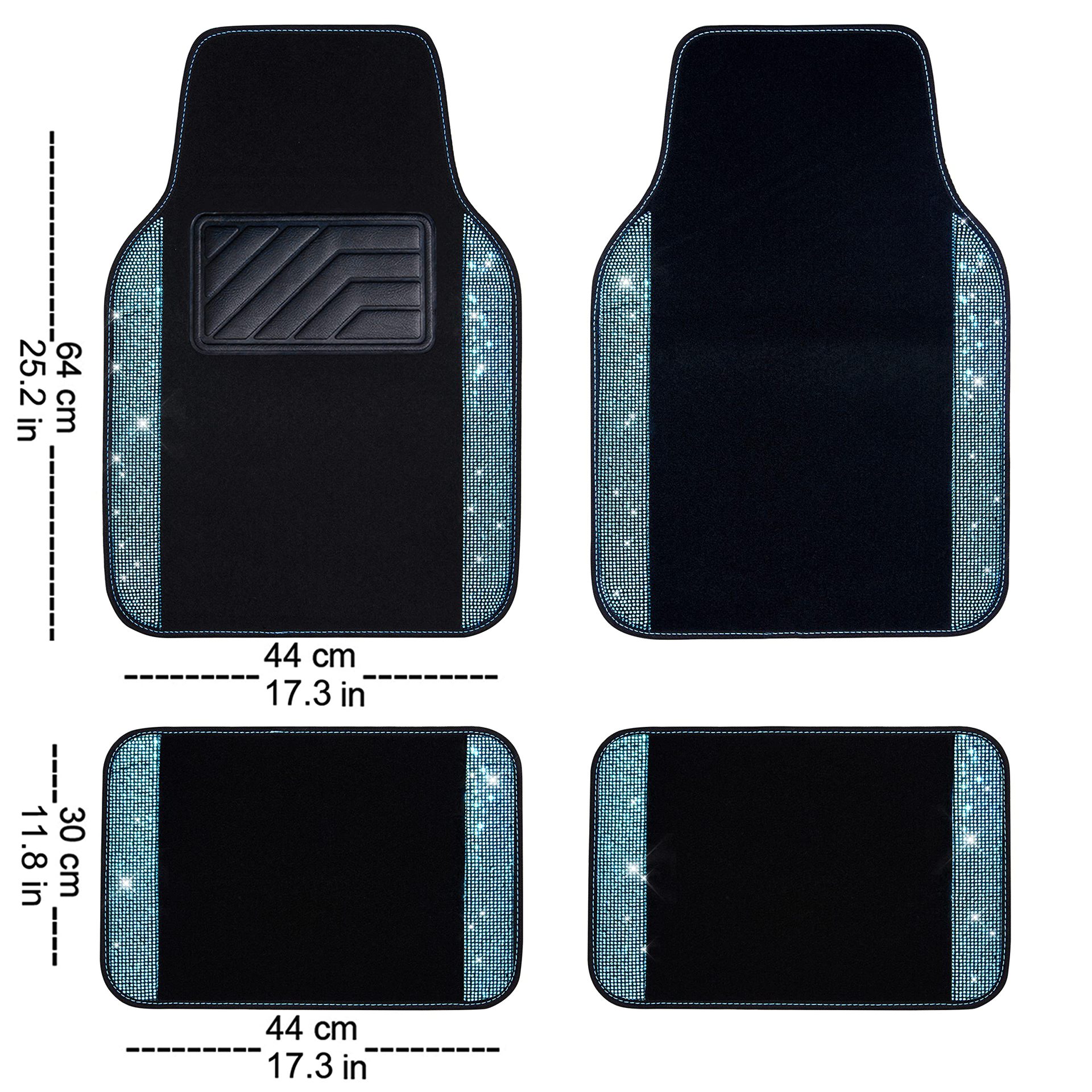 Cross-Border Foreign Trade Crystal-Encrusted Diamond Car Floor Mats, Universal Fashionable Shiny Carpet, Pvc Waterproof and Dirt-Resistant 4-Piece Set