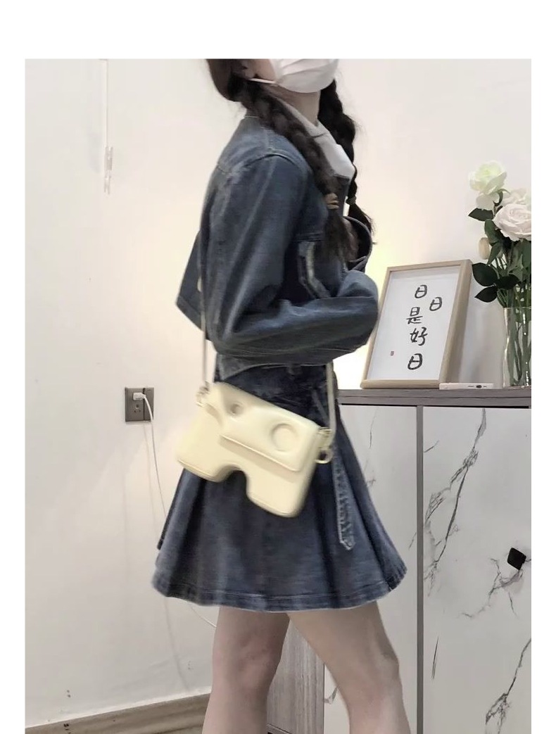 ChicShe Set da donna in stile retrò americano con giacca estiva e gonna in denim a vita alta_voghion.com