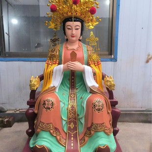 Bronze Statue of Bi Xian Yuanjun, Three Goddess Statues, Temple Full-Copper Painted Three Fairy Statues, Bronze Ornaments