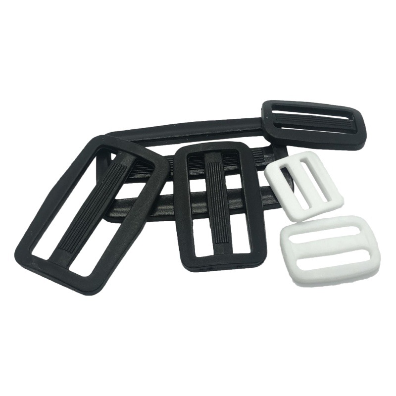 Factory Direct supply luggage accessories Japanese Buckle PP plastic black white adjustable buckle three-block plastic three-block buckle