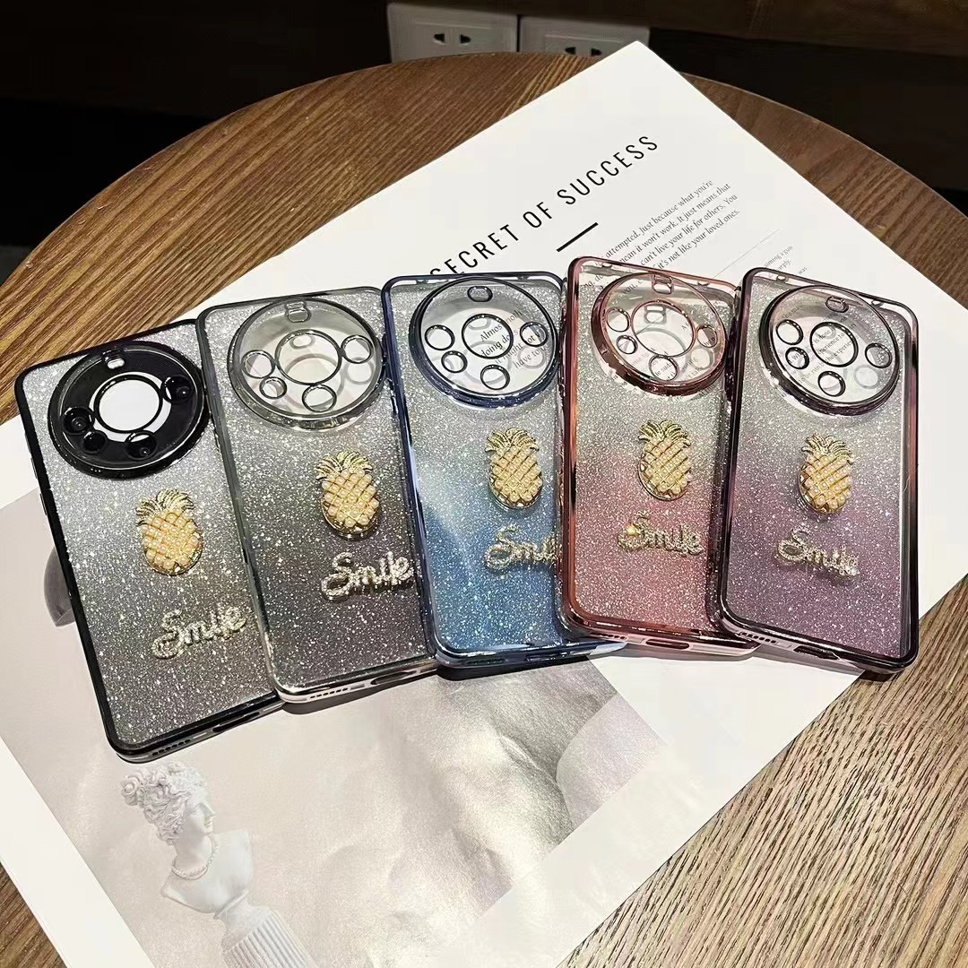 适用三星note20菠萝J730手机壳S24电镀 一加1+ACE3pro闪粉保护套