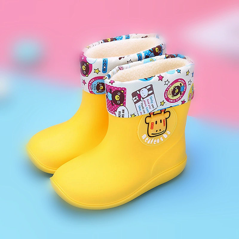 Детские дождевые сапоги Детские детские сапоги Детские сапоги Мужские и женские сапоги Мультяшные милые бархатные съемные дождевые сапоги Детские водяные туфли