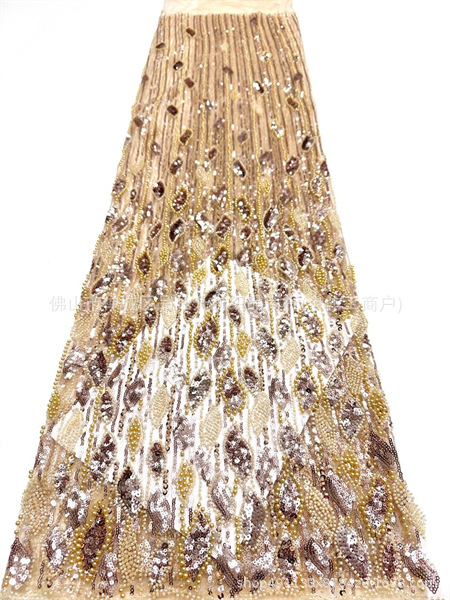 Fábrica directa tridimensional bolsas de perlas tubo bordado tela de alta gama vestido de boda moda cena vestido de tela