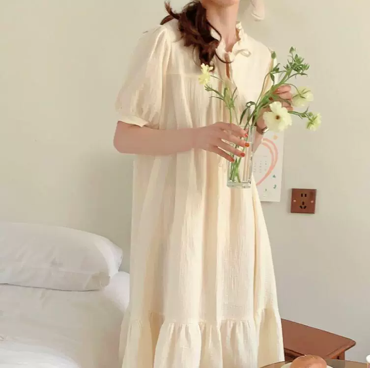 Summer breathable cotton long pijama, with short sleeve, oversize