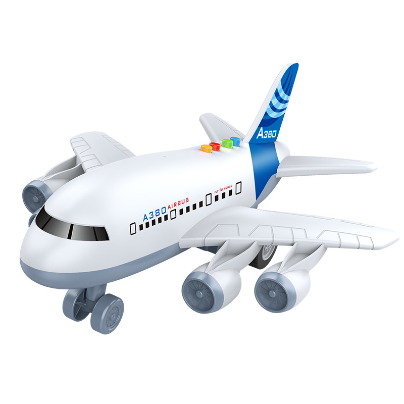 Durable, Extra-Large Inertia-Powered Children's Toy Airplane, Realistic A380 Model, Boys' Musical Toy Car with Sound and Light