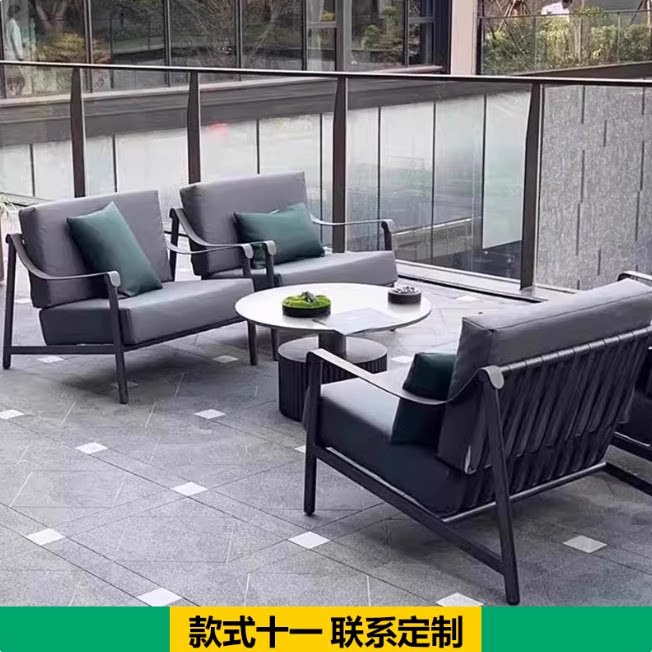 Sofá de aluminio al aire libre Villa paisaje diseñador de muebles asientos al aire libre balcón hotel ventas image 16