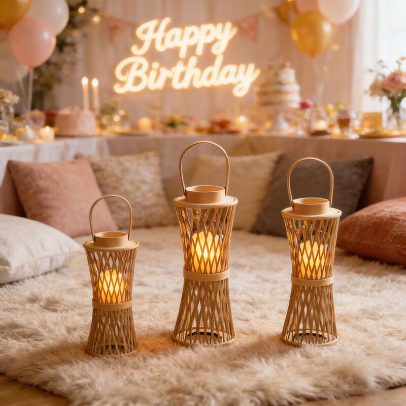 Cross-Border Exclusive Supply of Bamboo Woven Hourglass Wind Lamp Shades for Outdoor Gardens and Camping Sites, Ambiance-Enhancing Solar Lights, Compatible Replacement Parts