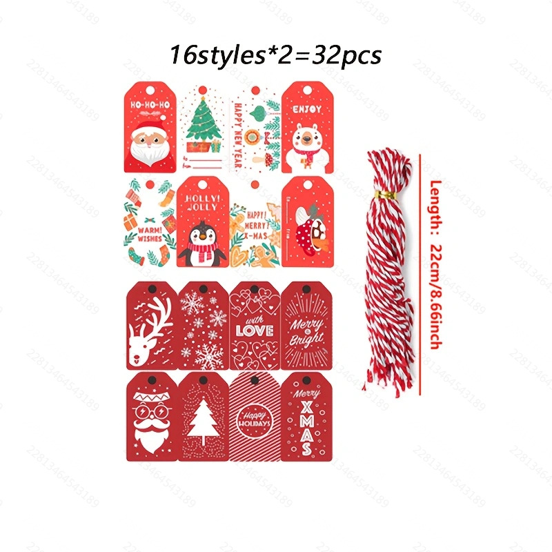 Bolsa de regalo de Navidad decoración colgante bolsas de papel de embalaje de Navidad tarjetas de regalos de vacaciones firma etiqueta de ropa lista image 2