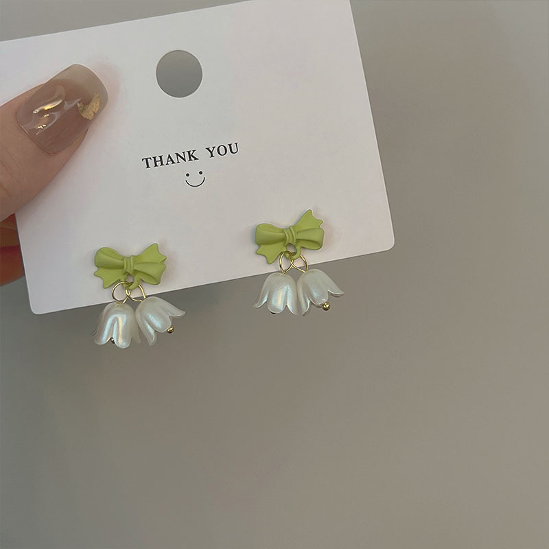 Flower, Bow Knot Pattern Sweet Flower Bow Knot Plating Alloy Artificial Pearls Drop Earrings