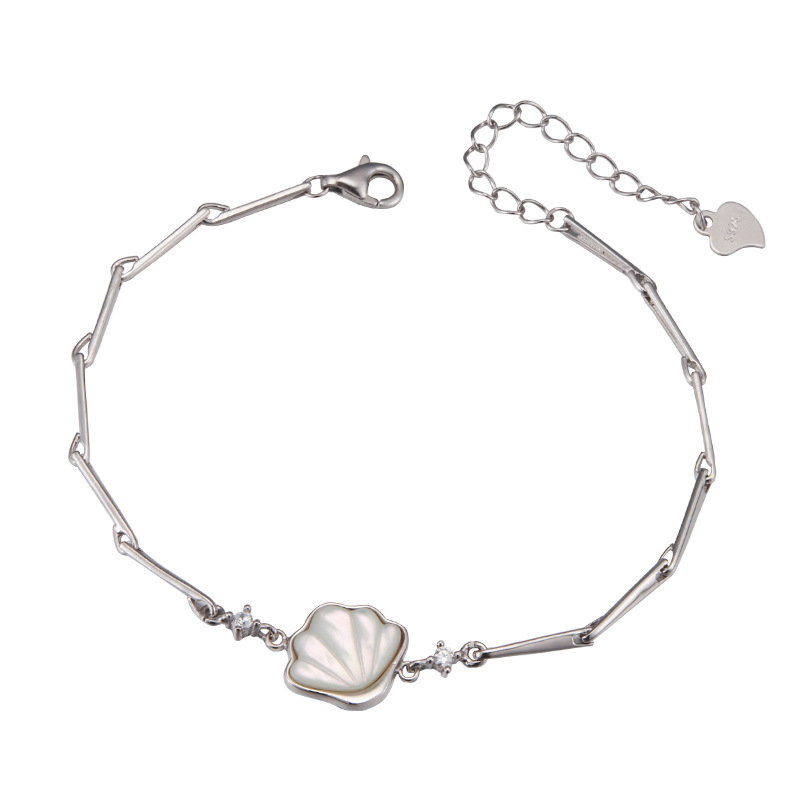 S925 pulsera de concha de plata esterlina de las mujeres Luz nicho de lujo diseño de alta gama sentimiento una pulsera de concha regalo para novia