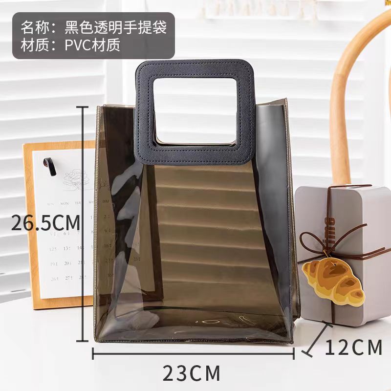 手提袋礼品袋黑色高级礼物袋ins礼盒包装袋子pvc塑料手拎伴手礼袋