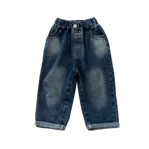 Children's Korean style jeans spring and autumn 2024 new boys' pants baby boy blue denim trousers trendy foreign trade