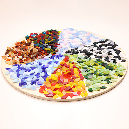 Diamond-shaped mica fragments glass irregular diy mosaic shot lamp candlestick colored glass handmade material transparent