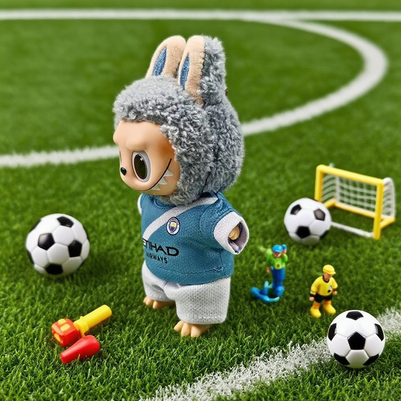 Cross-Border New 17cm Labubu First, Second and Third Generation Labubu Baby Clothes Football Suit Macaron Baby Clothes Sports