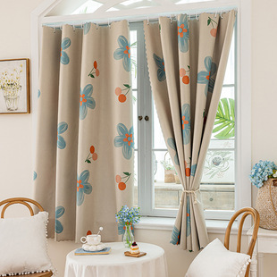A Complete Set of Bedroom Curtain Rods, Full Blackout, Living Room Sunshade, Simple Curtains, No Punching, Telescopic Rod Installation