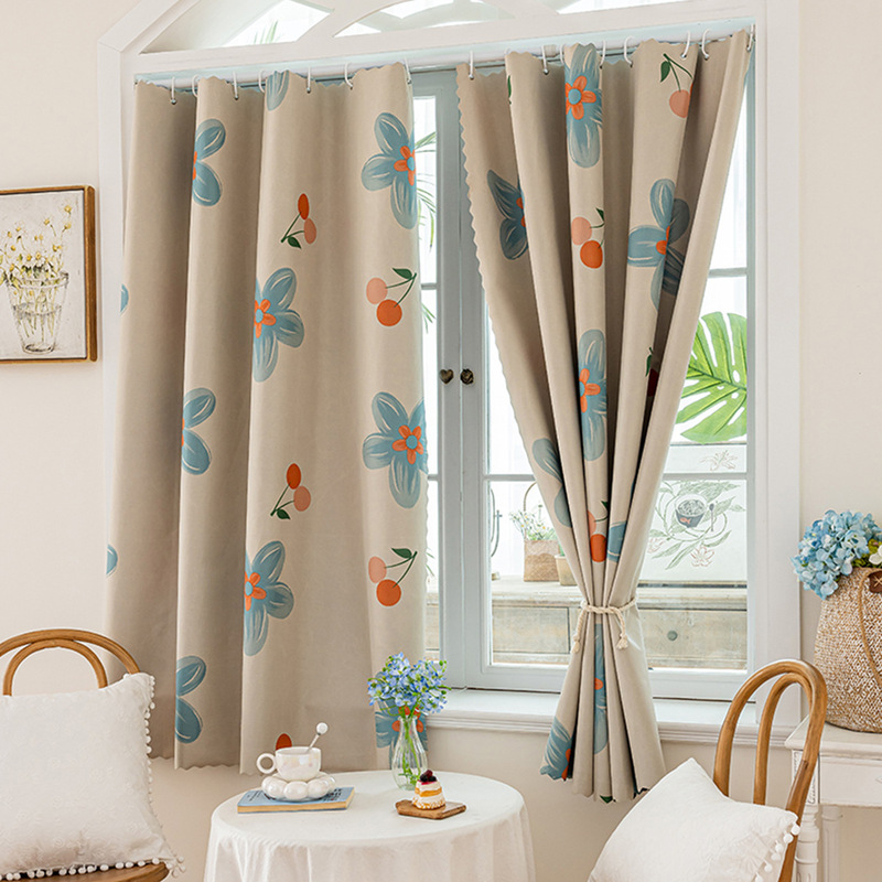 A Complete Set of Bedroom Curtain Rods, Full Blackout, Living Room Sunshade, Simple Curtains, No Punching, Telescopic Rod Installation