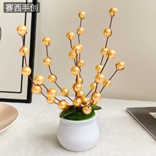 赛西跨境热销发财果小盆栽圣诞装饰摆件桌面家居小盆景批发L23