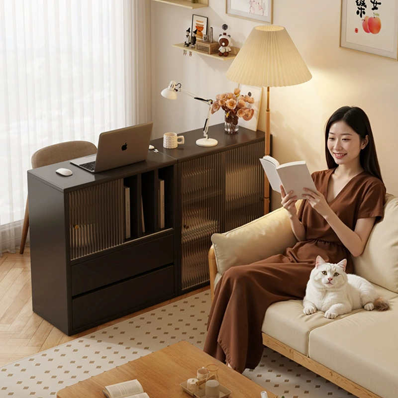 Французский ретро книжный шкаф из массива дерева, низкий шкаф для гостиной, шкаф для хранения, встроенный напольный шкаф для хранения, витрина, буфет