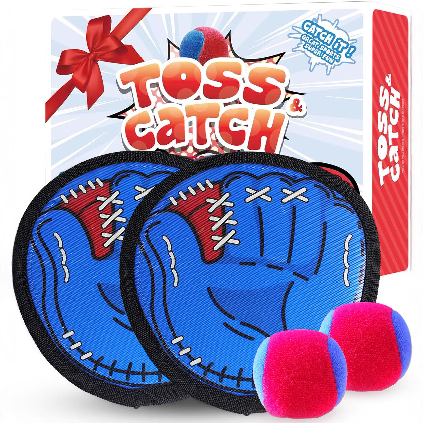 Transfronterizo Amazon lanza bolas de tiro pegajoso béisbol Velcro Guantes de captura Juegos al aire libre para niños Juguetes deportivos